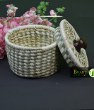 Handcrafted Round Woven Basket with Lid – Small Storage Container Set Of 2