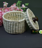 Handcrafted Round Woven Basket with Lid – Small Storage Container Set Of 2
