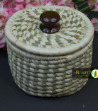 Handcrafted Round Woven Basket with Lid – Small Storage Container Set Of 2