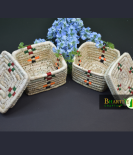 Handwoven Rectangular Sabai Grass Box with Lid – Natural and Decorative Storage Set Of 2