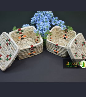 Handwoven Rectangular Sabai Grass Box with Lid – Natural and Decorative Storage