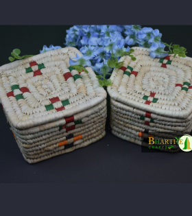 Handwoven Rectangular Sabai Grass Box with Lid – Natural and Decorative Storage