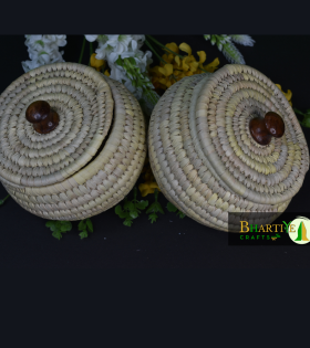 Eco-Friendly Sabai Grass Matki Knob Basket Set Of 2