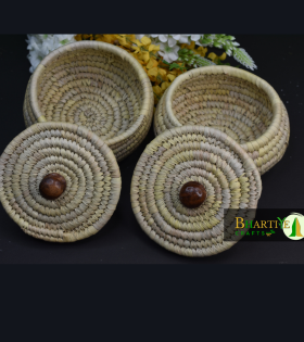 Eco-Friendly Sabai Grass Matki Knob Basket Set Of 2