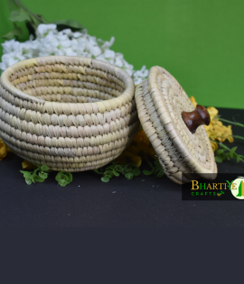 Eco-Friendly Sabai Grass Matki Knob Basket Set Of 2
