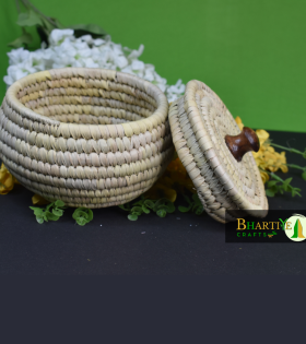 Eco-Friendly Sabai Grass Matki Knob Basket Set Of 2