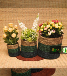 Handcrafted Sabai Grass Binding Planter Holder Set Of 3