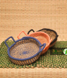 Eco Friendly Sabai Grass Colour Thread Kadai Basket With Handle Set Of 3