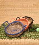 Eco Friendly Sabai Grass Colour Thread Kadai Basket With Handle Set Of 3