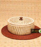 Handmade Sabai Grass Roti Box With Wooden Knob