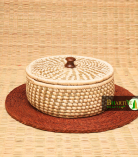 Handmade Sabai Grass Roti Box With Wooden Knob