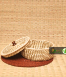 Handmade Sabai Grass Roti Box With Wooden Knob