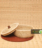 Handmade Sabai Grass Roti Box With Wooden Knob