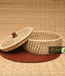 Handmade Sabai Grass Roti Box With Wooden Knob