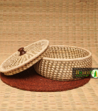 Handmade Sabai Grass Roti Box With Wooden Knob