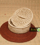 Handcrafted Sabai Grass Roti Box with Palm Leaf Work | Eco-Friendly Basket with Lid – Bhartiye Crafts Odisha
