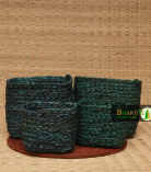 Handcrafted Sabai Grass Binding Planter Holder Storage Pot Set Of 2