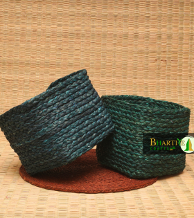 Handcrafted Sabai Grass Binding Planter Holder Storage Pot Set Of 2