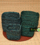 Handcrafted Sabai Grass Binding Planter Holder Storage Pot Set Of 2