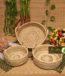 Sabai Grass Ratten Cane Basket Round Set Of 3