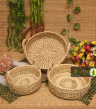 Sabai Grass Ratten Cane Basket Round Set Of 3 | Punjabi Lohri Special Festive Basket