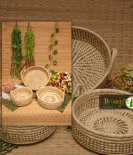 Sabai Grass Ratten Cane Basket Round Set Of 3