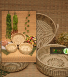 Sabai Grass Ratten Cane Basket Round Set Of 3 | Punjabi Lohri Special Festive Basket