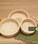 Handcrafted Sabai Grass Binding Basket For Home & Kitchen | Fruits & Vegetable Set Of 3