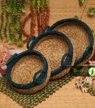 Handicraft Sabai Grass Beni Organiser With Handle Round Set of 3