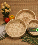 Handcrafted Sabai Grass Binding Basket For Home & Kitchen | Fruits & Vegetable Set Of 3