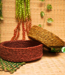 Handicraft Sabai Grass Beni Organiser Basket Round Set of 2