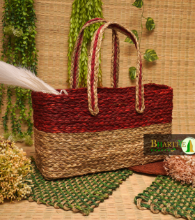 Handwoven Sabai Grass Market Bag – Eco-Friendly Vegetable Tote