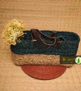 Handcrafted Sabai Grass Tote with Leather Handles – Eco-Friendly Elegance