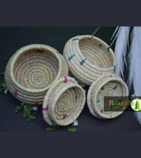 Eco-Friendly Sabai Grass Dual Tote Jali Bags - Red &amp; Brown