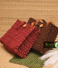 Eco-Friendly Sabai Grass Dual Tote Jali Bags - Red &amp; Brown