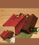 Eco-Friendly Sabai Grass Dual Tote Jali Bags - Red & Brown