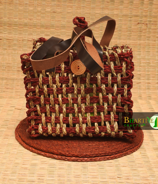 Handwoven Sabai Grass Tote Jali Bag Big With Openwork Design