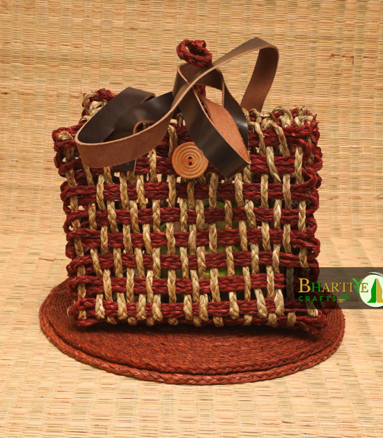 Handwoven Sabai Grass Tote Jali Bag Big With Openwork Design