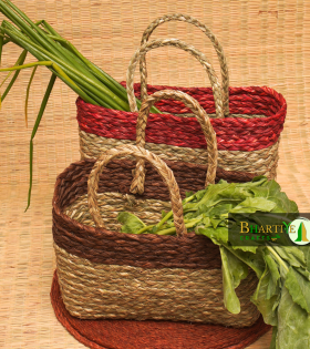 Handwoven Sabai Grass Market Bag – Eco-Friendly Vegetable Tote