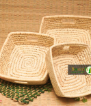 Handcrafted Sabai Grass Binding Basket For Home & Kitchen | Fruits & Vegetable Set Of 3