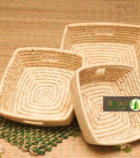 Handcrafted Sabai Palm Grass Binding Basket For Home &amp; Kitchen | Fruits &amp; Vegetable Set Of 3 | Lohri Di Mithaas – Traditional Winter Hamper