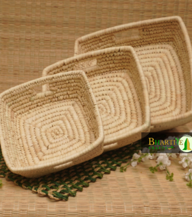 Handcrafted Sabai Palm Grass Binding Basket For Home &amp; Kitchen | Fruits &amp; Vegetable Set Of 3 | Lohri Di Mithaas – Traditional Winter Hamper