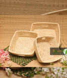 Handcrafted Sabai Grass Binding Basket For Home & Kitchen | Fruits & Vegetable Set Of 3