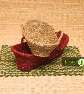 Bhartiye Crafts | Handwoven Red Sabai Grass Bread Basket for Dining &amp; Serving | Handmade by Odisha Artisans