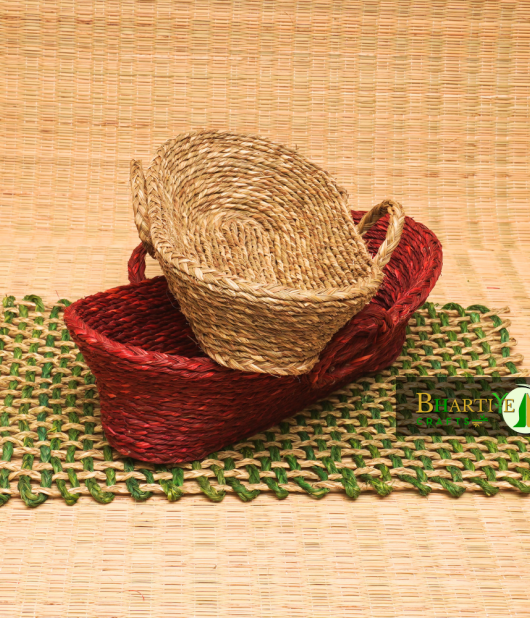 Handwoven Sabai Grass Bread Basket Set of 2