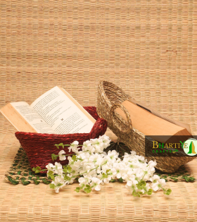 Bhartiye Crafts | Handwoven Red Sabai Grass Bread Basket for Dining &amp; Serving | Handmade by Odisha Artisans