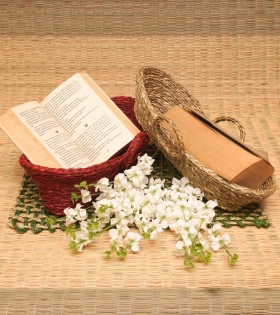 Bhartiye Crafts | Handwoven Red Sabai Grass Bread Basket for Dining &amp; Serving | Handmade by Odisha Artisans
