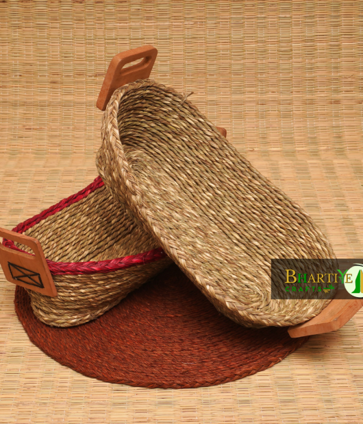 Handwoven Sabai Grass Bread Basket Set of 3