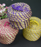 Handwoven Colorful Sabai Grass Tiny Thread Box – A Blend of Tradition & Elegance set of 3
