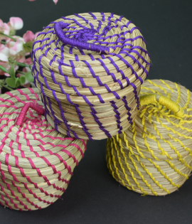 Handwoven Colorful Sabai Grass Tiny Thread Box – A Blend of Tradition &amp; Elegance set of 3